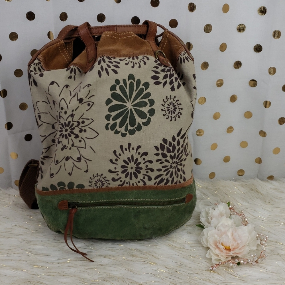 Lucky Brand Bucket Suede and Canvas Backpack